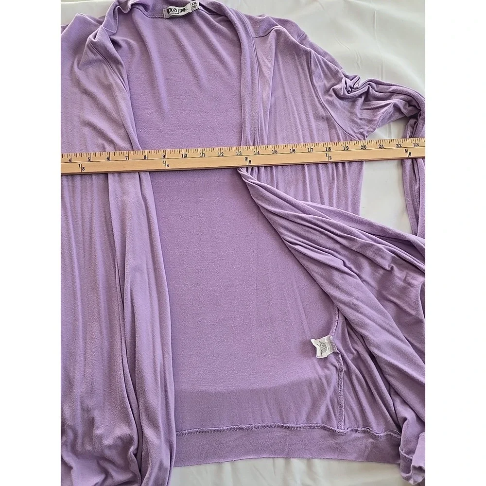 Lock & Love‎ Cardigan Women's 2XL Purple Stretch Asymmetrical Long Sweater